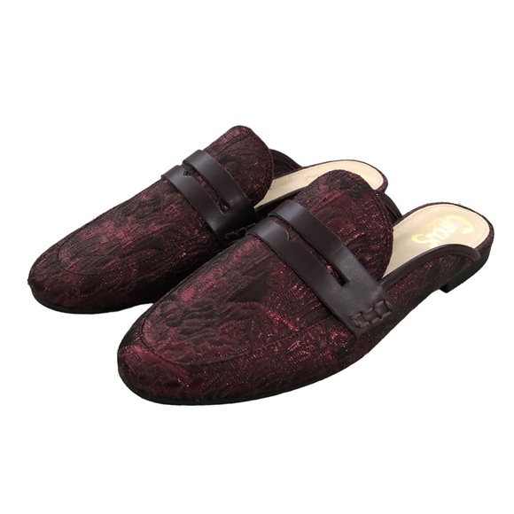 Circus by Sam Edelman Paulie Flats Shoes Slip on Mules Maroon Jacquard Size 8.5 - Picture 13 of 13